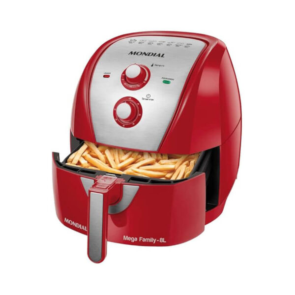 Fritadeira Sem Óleo Air Fryer 8L, Mondial, Vermelho/Inox, 1900W, 127V - AFN-80-RI