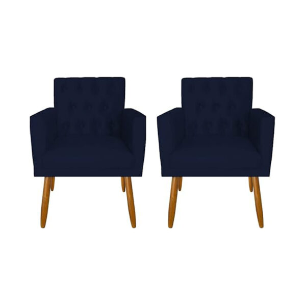 Kit 2 Cadeiras para Sala de estar Recepção Alto padrão reforçada (Azul-Marinho)
