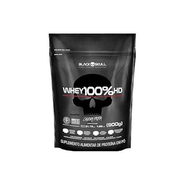 Whey 100% Hd - 900G Refil Baunilha, Black Skull