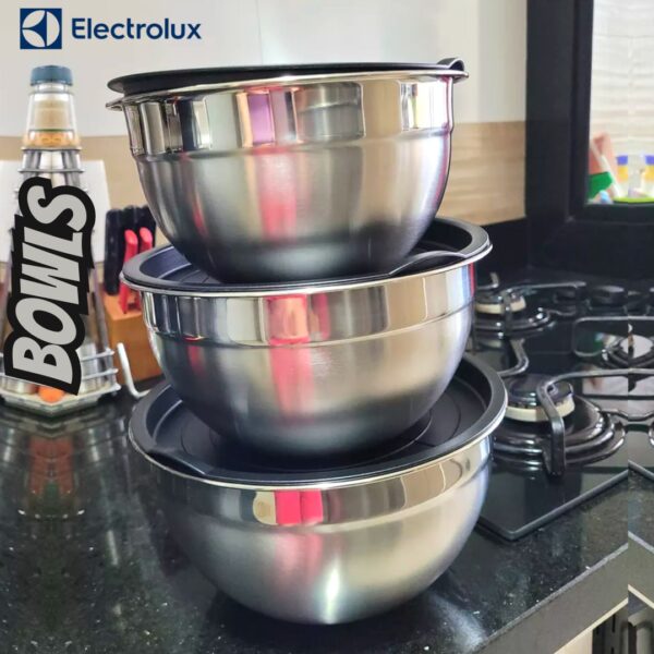 Conjunto Bowls Tigelas Inox Com Tampa Plástica Electrolux