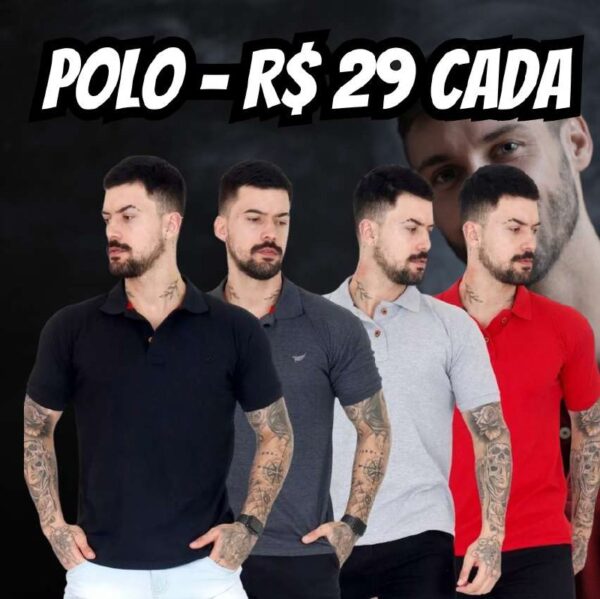 Kit 4 Camiseta Polo Masculina Piquet