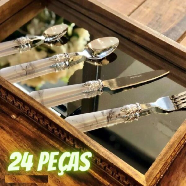 Faqueiro Perolado Bege 24 Peças- Casambiente