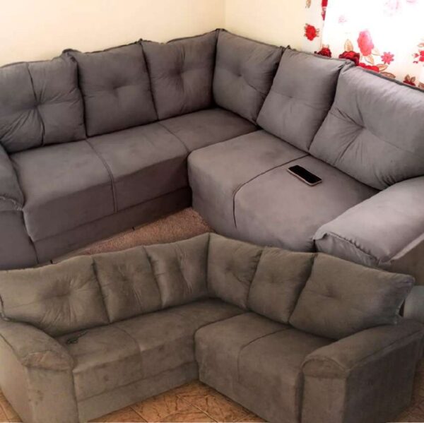 Sofá De Canto 5 Lugares Com Retrátil Qatar Suede