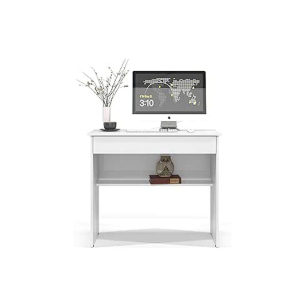 Mesa Escrivaninha Branco Com 1 gav Notebook Office Compact Vitória Branca