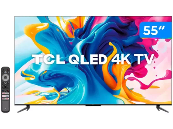 Smart TV 55” 4K Ultra HD QLED TCL 55C645 - Wi-Fi Bluetooth Google Assistente 3 HDMI 1 USB