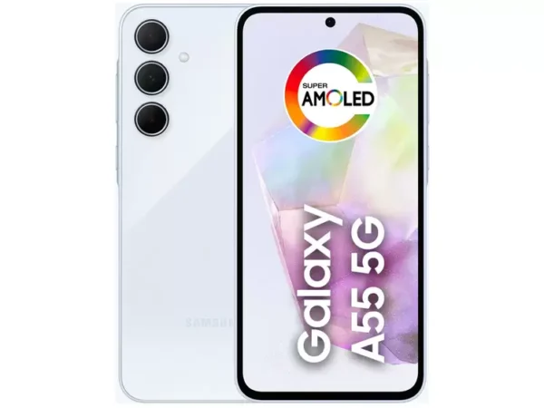 Smartphone Samsung Galaxy A55 256GB Azul Claro 5G 8GB RAM 6,6" Câm. Tripla + Selfie 32MP Dual Chip