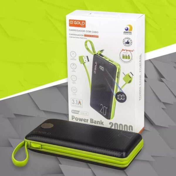Power Bank 20.000mah Carregador Rápido Com Display Portátil