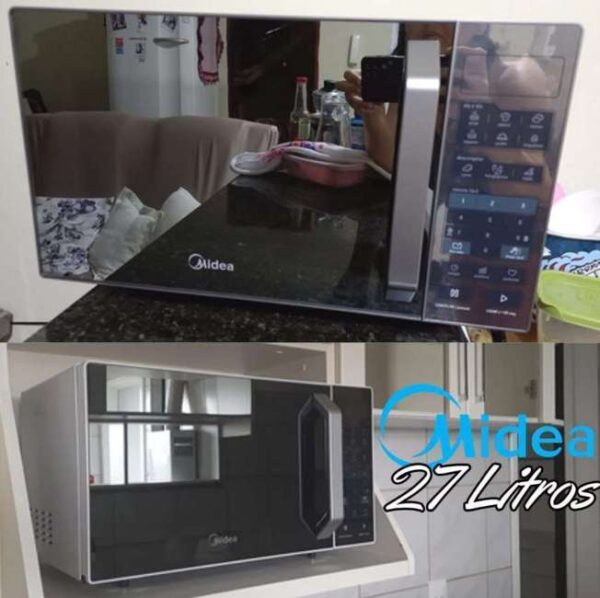 Micro-ondas 27l Prata Porta Espelhada Smartplate Midea