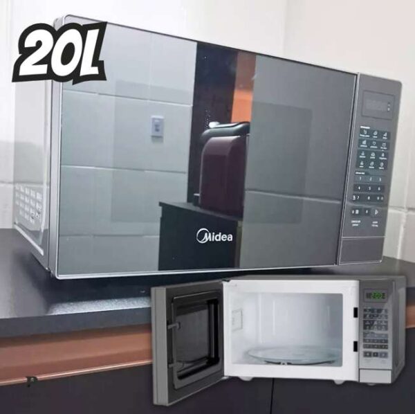Micro ondas 20l Prata Porta Espelhada Minuto Fácil Midea