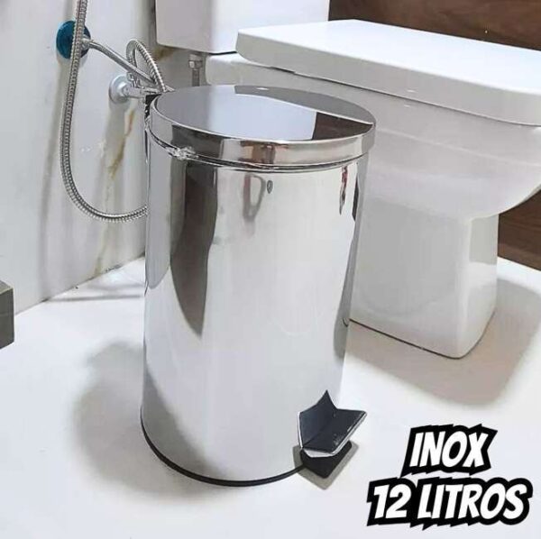 Lixeira Em Aço Inoxidável Com Pedal E Balde Removível De 12 Litros