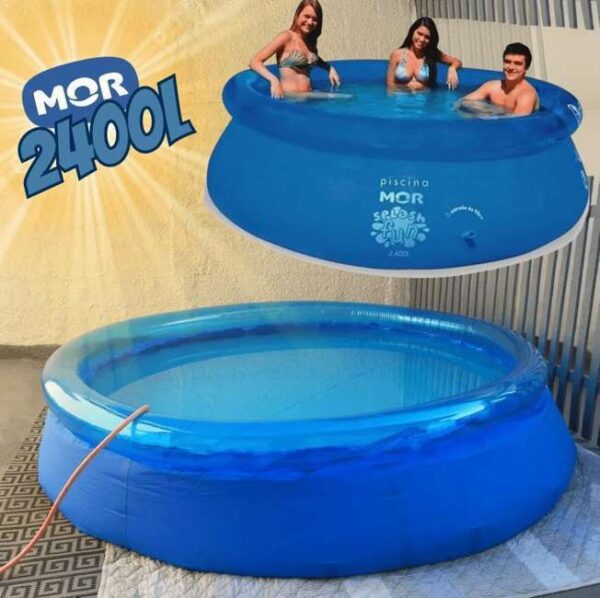 Piscina Inflável Redonda Mor 001053 De 2.4m X 63cm 2400l Azul Caixa