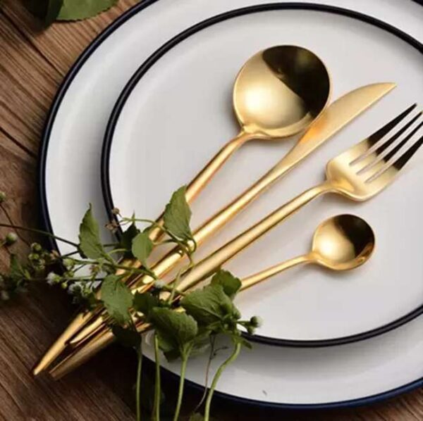 Kit De Mesa Posta Simples Jogo Talheres Inox 24 Peças