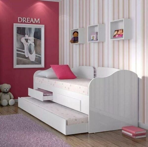 Sofá Cama Ditália Solteiro Cama Auxiliar 2 Gav Cm 08 Branco