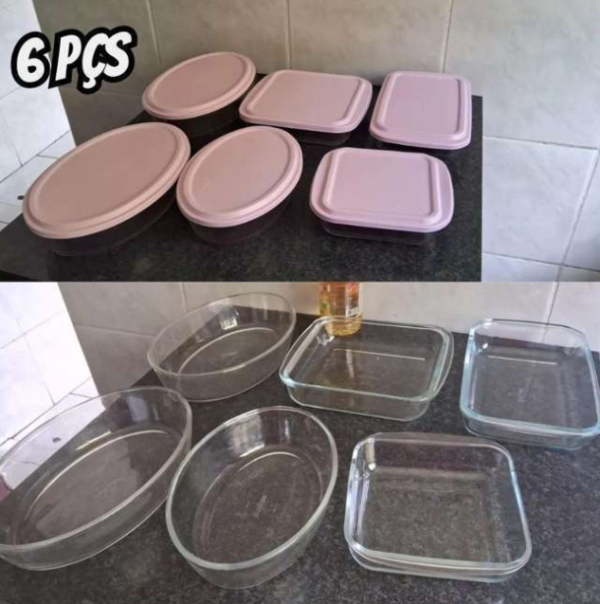 Conjunto De Assadeiras Tampas Rosa Da Marinex, 6 Peças